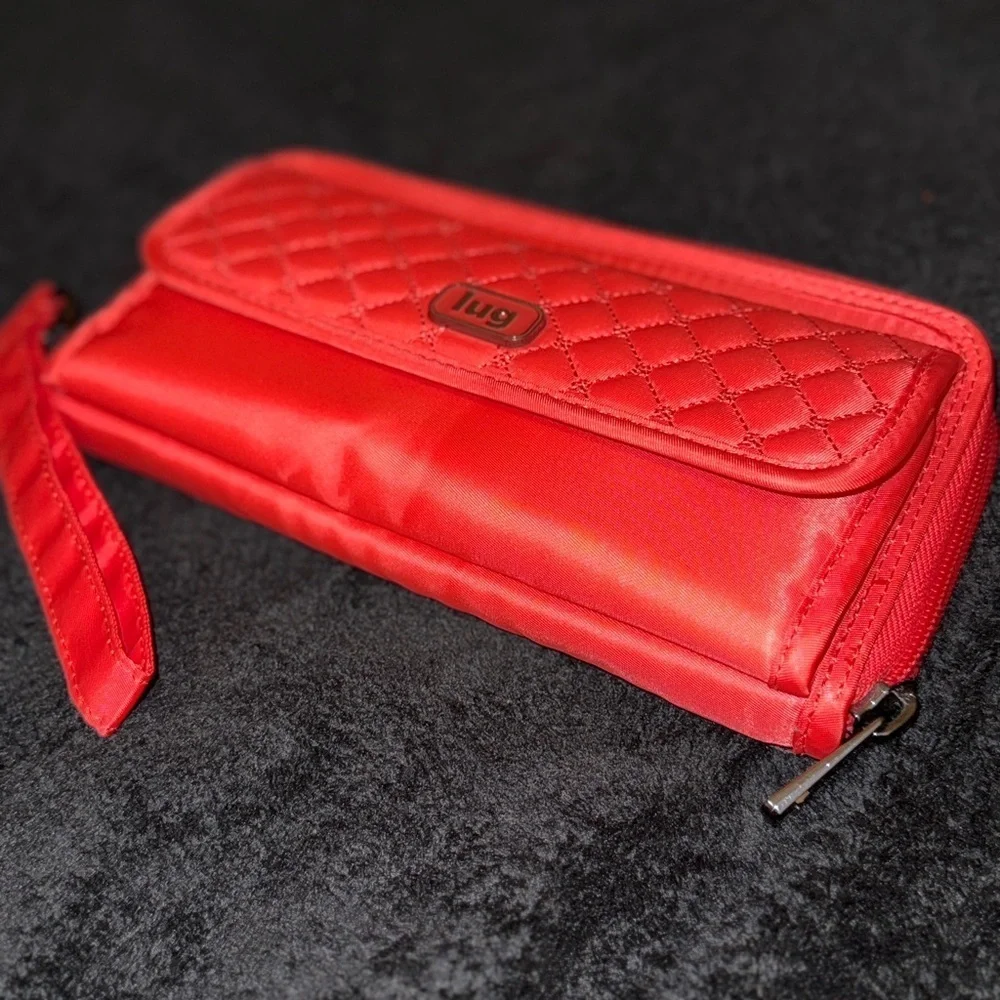 Lug Quick-Step RFID Zip-Around Quilted Wallet Coral Pink Orange